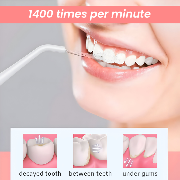 Irigator Oral  IMA Trend, Profesional pentru Dus Bucal și Oral, Presiune 70-120PSI, 3 TREPTE de presiune, Fara fir, Portabil, IPX7, Rezervor 320 ML, Baterie 1600mAh, 360°, Capete Intradentare Incluse Alb/Roz - imagine 19