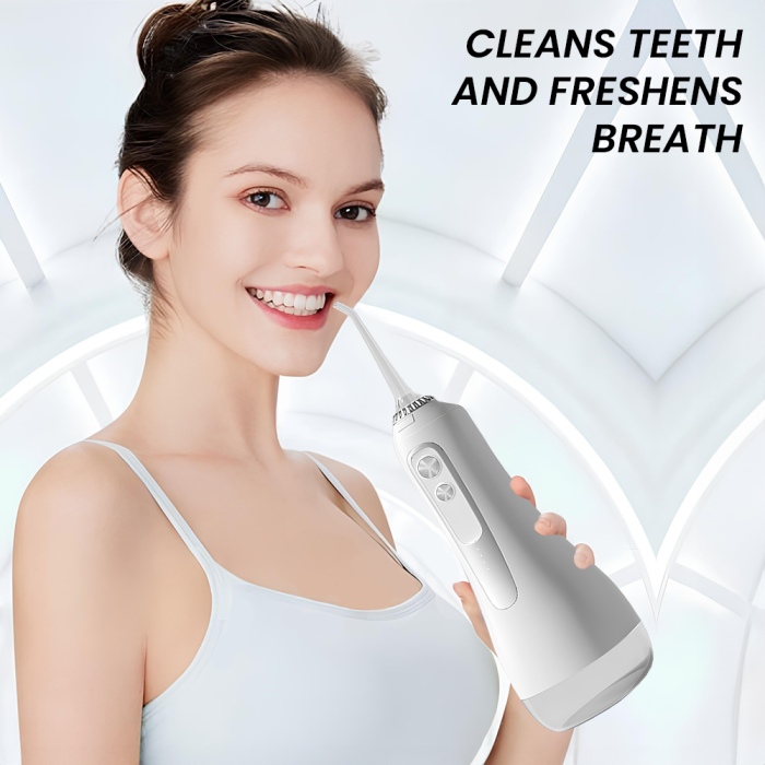 Irigator Oral  IMA Trend, Profesional pentru Dus Bucal și Oral, Presiune 70-120PSI, 3 TREPTE de presiune, Fara fir, Portabil, IPX7, Rezervor 320 ML, Baterie 1600mAh, 360°, Capete Intradentare Incluse Alb/Roz - imagine 13