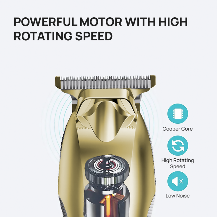 Aparat de tuns si ras IMA Trend Trimmer, barba si corp, rezistent la apa, cu lumina led, LCD, 2 trepte de viteza, 6500 rpm, Portabil, cu Incarcare USB, cu Baterie reincarcabila 1200mAh, Autonomie 240 de minute, Auriu - imagine 5
