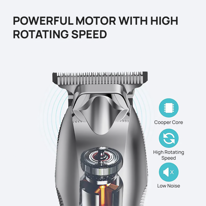 Aparat de tuns si ras IMA Trend Trimmer, barba si corp, rezistent la apa, cu lumina led, LCD, 2 trepte de viteza, 6500 rpm, Portabil, cu Incarcare USB, cu Baterie reincarcabila 1200mAh, Autonomie 240 de minute, Gri - imagine 5