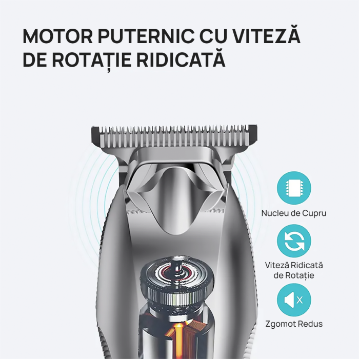 Aparat de tuns si ras IMA Trend Trimmer, barba si corp, rezistent la apa, cu lumina led, LCD, 2 trepte de viteza, 6500 rpm, Portabil, cu Incarcare USB, cu Baterie reincarcabila 1200mAh, Autonomie 240 de minute, Gri - imagine 12