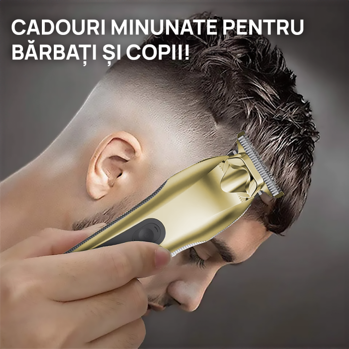 Aparat de tuns si ras IMA Trend Trimmer, barba si corp, rezistent la apa, cu lumina led, LCD, 2 trepte de viteza, 6500 rpm, Portabil, cu Incarcare USB, cu Baterie reincarcabila 1200mAh, Autonomie 240 de minute, Auriu - imagine 14