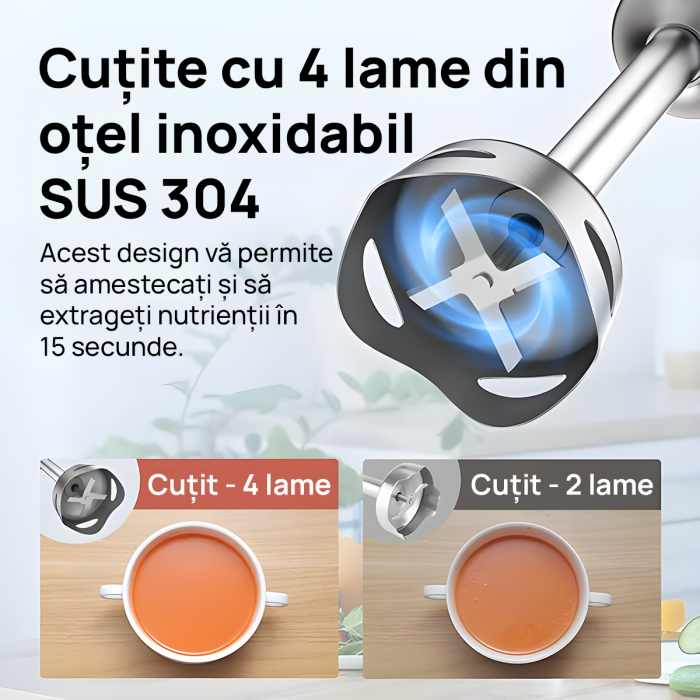 Set Blender 5 in 1 IMA Trend cu putere 1000W, Mixer vertical profesional, Lama din Otel inoxidabi, Silențios, 12 trepte de viteza, Functie Turbo, Cana 600ml, Tocător 500ml, Mixer, Accesoriu pentru Spumat laptele, Multifunctional,  Negru - imagine 8