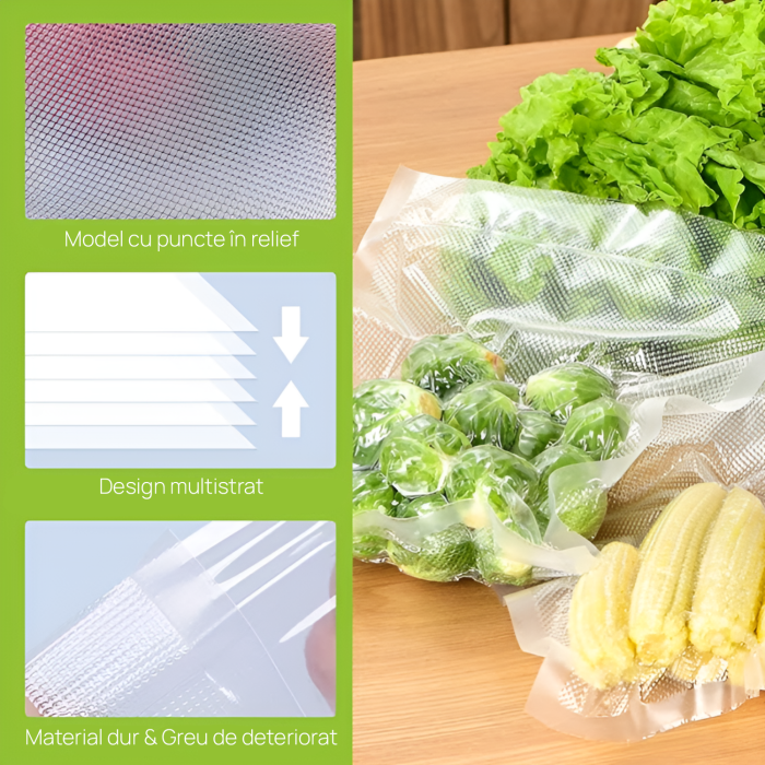 Rola folie profesionala IMA Trend pentru aparate de vidat alimente, rezistenta, compatibilitate universala, Dimensiune 25x500cm, Transparent - imagine 5
