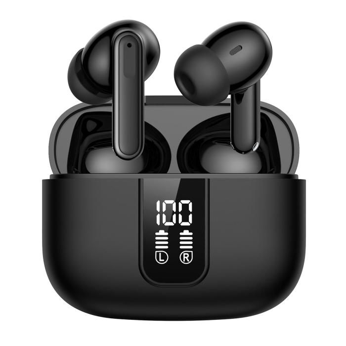 Casti wireless Bluetooth, IMA Trend®CY-40, Audio, in-ear, Fara fir, Bluetooth 5.3, ANC si Dual MIC ENC, Active Noise Cancellation, Autonomie 45 ore, Microfon HD, Control tactil/touch, Rezistente la apa, IPX5, Sport, Carcasa Magnetica, Afisare LED, Compatibilitate Universala, Negru
