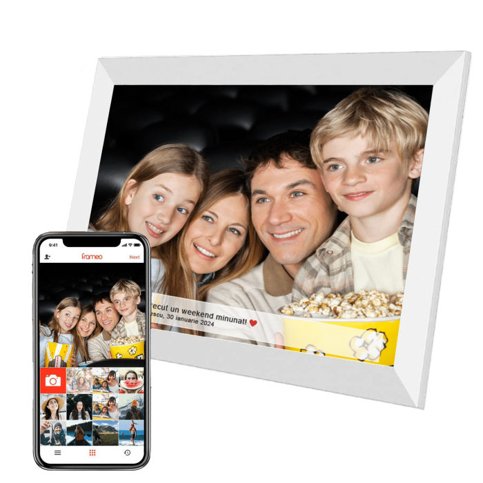 Rama foto digitala IMA Trend®, 10.1 inch, aplicatie Frameo, Android 6, RAM 1GB, Memorie interna 32GB, Touchscreen 800x1280 HD IPS, Slot USB, card SD, difuzor 2x2W, poze/video, Alba