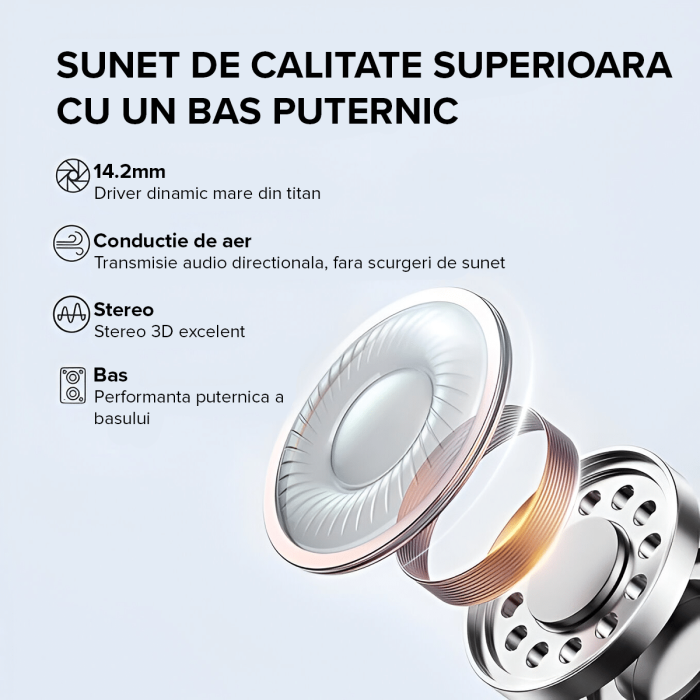 Casti wireless Bluetooth, IMA Trend®CY-30, Audio, Fara fir, Bluetooth 5.3, Dual MIC ENC, Active Noise Cancellation, Autonomie 40 ore, Microfon HD, Control tactil/touch, IPX5, Sport, Carcasa Magnetica, Compatibilitate Universala, Negru - imagine 2
