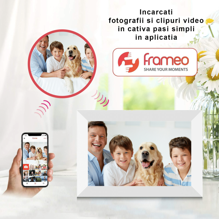 Rama foto digitala IMA Trend®, 10.1 inch, aplicatie Frameo, Android 6, RAM 1GB, Memorie interna 32GB, Touchscreen 800x1280 HD IPS, Slot USB, card SD, difuzor 2x2W, poze/video, Alba - imagine 3