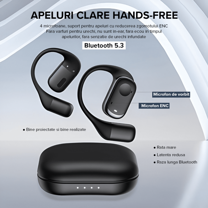 Casti wireless Bluetooth, IMA Trend®CY-30, Audio, Fara fir, Bluetooth 5.3, Dual MIC ENC, Active Noise Cancellation, Autonomie 40 ore, Microfon HD, Control tactil/touch, IPX5, Sport, Carcasa Magnetica, Compatibilitate Universala, Negru - imagine 7