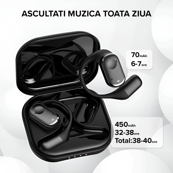 Casti wireless Bluetooth, IMA Trend®CY-30, Audio, Fara fir, Bluetooth 5.3, Dual MIC ENC, Active Noise Cancellation, Autonomie 40 ore, Microfon HD, Control tactil/touch, IPX5, Sport, Carcasa Magnetica, Compatibilitate Universala, Negru - imagine 3