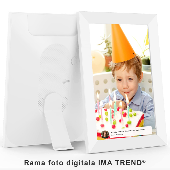 Rama foto digitala IMA Trend®, 10.1 inch, aplicatie Frameo, Android 6, RAM 1GB, Memorie interna 32GB, Touchscreen 800x1280 HD IPS, Slot USB, card SD, difuzor 2x2W, poze/video, Alba - imagine 8