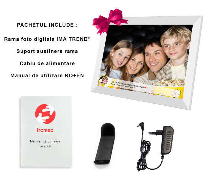 Rama foto digitala IMA Trend®, 10.1 inch, aplicatie Frameo, Android 6, RAM 1GB, Memorie interna 32GB, Touchscreen 800x1280 HD IPS, Slot USB, card SD, difuzor 2x2W, poze/video, Alba - imagine 9