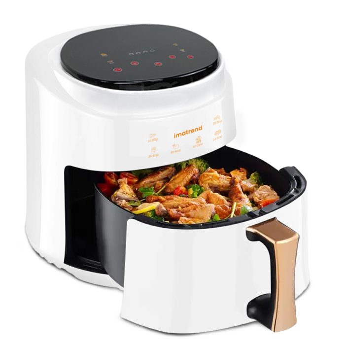 Friteuza cu aer cald, fara ulei, IMA TREND XL Air Fryer, 1400W, capacitate 8L, temperatura ajustabila 80-220°C, timer 60 min, pot detasabil, display digital, Alb