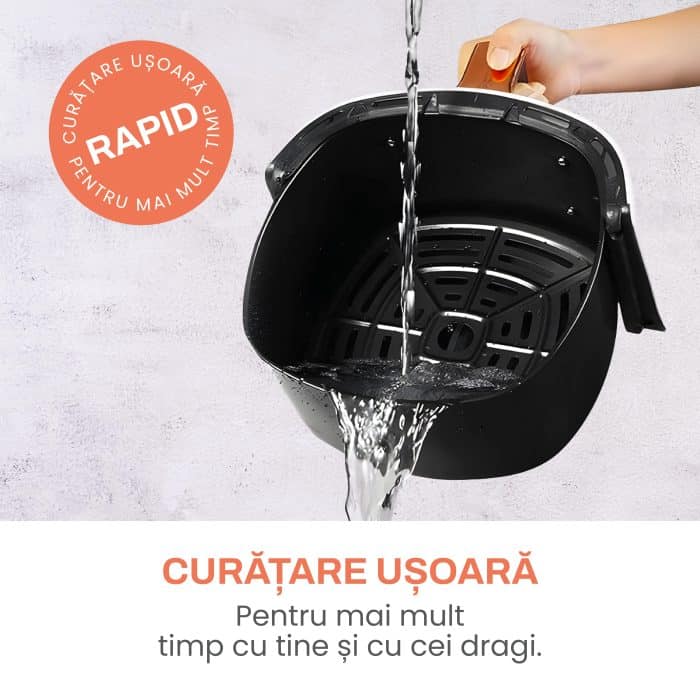 Friteuza cu aer cald, fara ulei, IMA TREND XL Air Fryer, 1400W, capacitate 8L, temperatura ajustabila 80-220°C, timer 60 min, pot detasabil, display digital, Negru - imagine 7