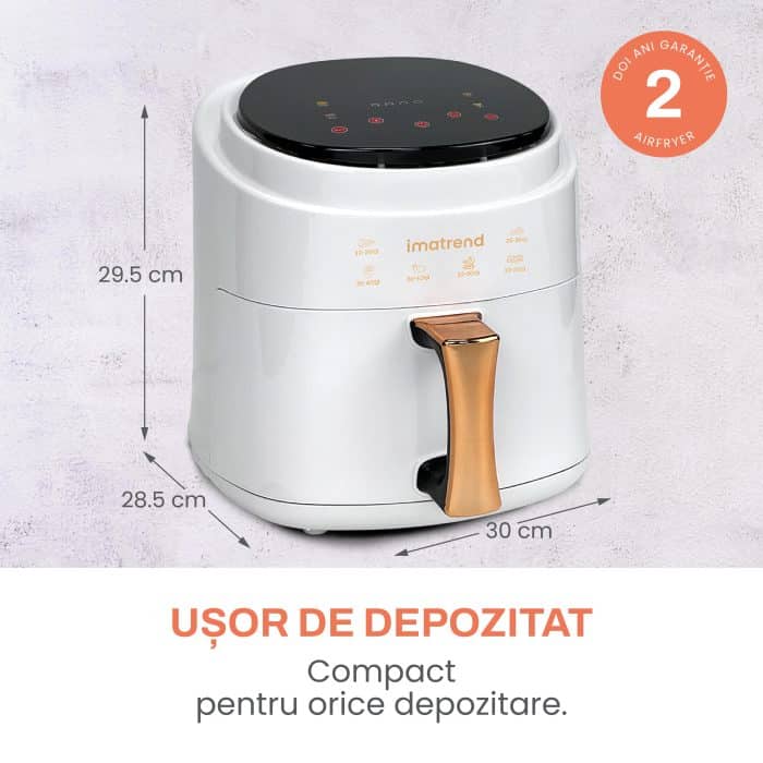 Friteuza cu aer cald, fara ulei, IMA TREND XL Air Fryer, 1400W, capacitate 8L, temperatura ajustabila 80-220°C, timer 60 min, pot detasabil, display digital, Alb - imagine 9