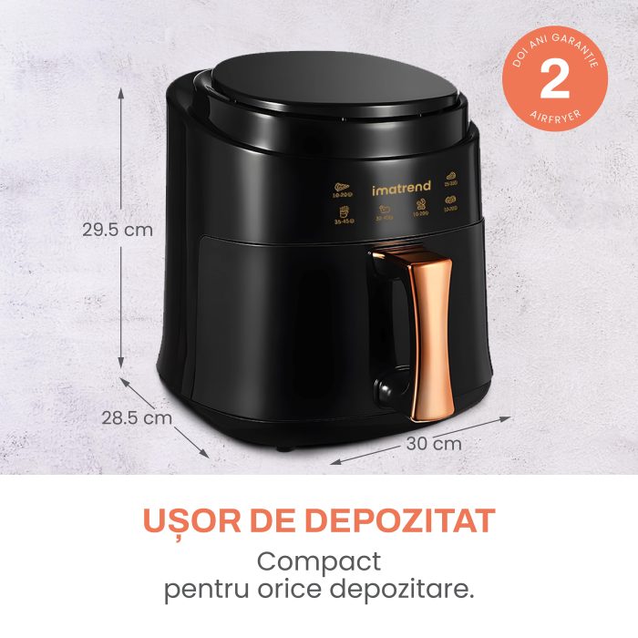 Friteuza cu aer cald, fara ulei, IMA TREND XL Air Fryer, 1400W, capacitate 8L, temperatura ajustabila 80-220°C, timer 60 min, pot detasabil, display digital, Negru - imagine 9
