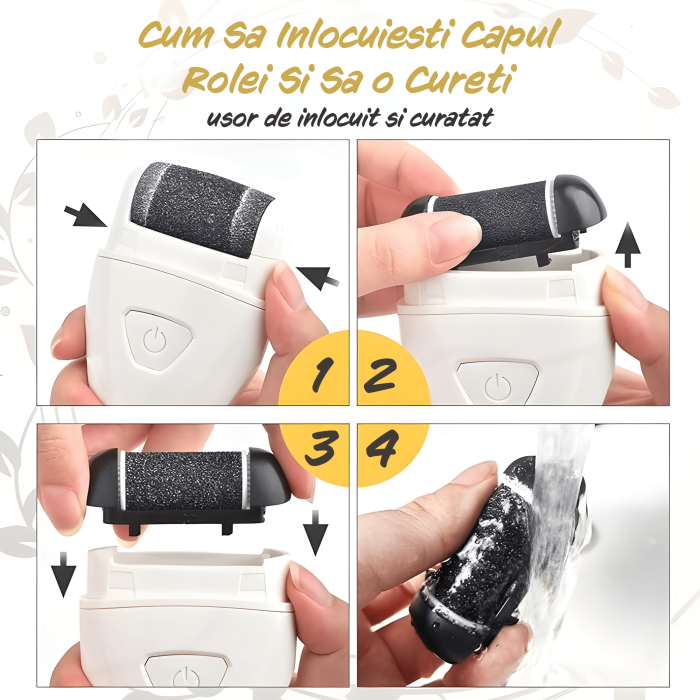 Set accesorii pentru Pila electrica pentru talpi si calcaie IMA Trend, 3 role, Indepartare piele moarta, Indepartare calus, Negru - imagine 5
